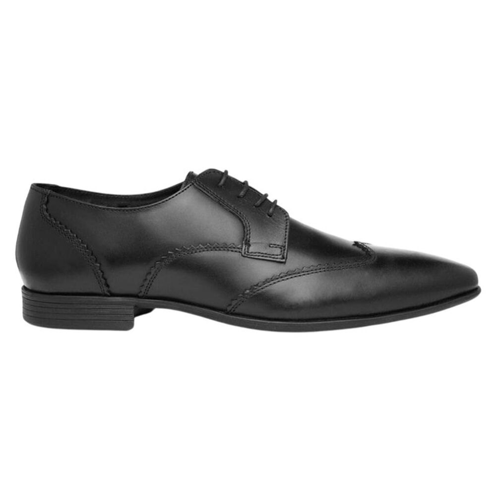 Lambretta Mens Blair Leather Low Heel Derby Shoes / Black